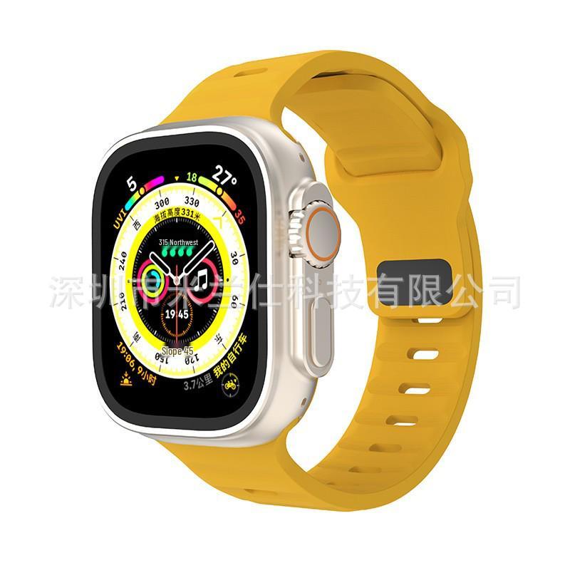 iWatch7 Diamond Buckle Horizontal Stripe S9 Silicone Strap for Apple Watch 8/Ultra