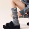 Women's Grey Wool Knit Leg Warmers: Thick, Warm Mid-Calf Scrunch Socks