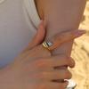 Gold-Plated Chunky Stainless Steel Adjustable Crossover Ring for Women