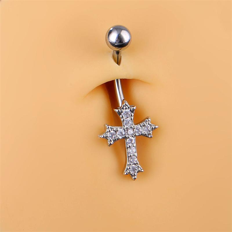 Hot 1Pc Fashion Sexy Piercing Navel Nail Body Jewelry For Women Girls Personalized Simple Cross Pendant Belly Button Rings Gifts