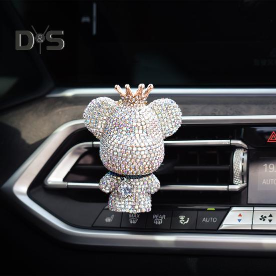 Автомобильный освежитель воздуха со стразами и медведем, крепление к вентиляционному отверстию, длительный аромат, удаление запаха, зажим, тип автомобильного воздуховыпускного отверстия, диффузор для ароматерапии, автомобиль