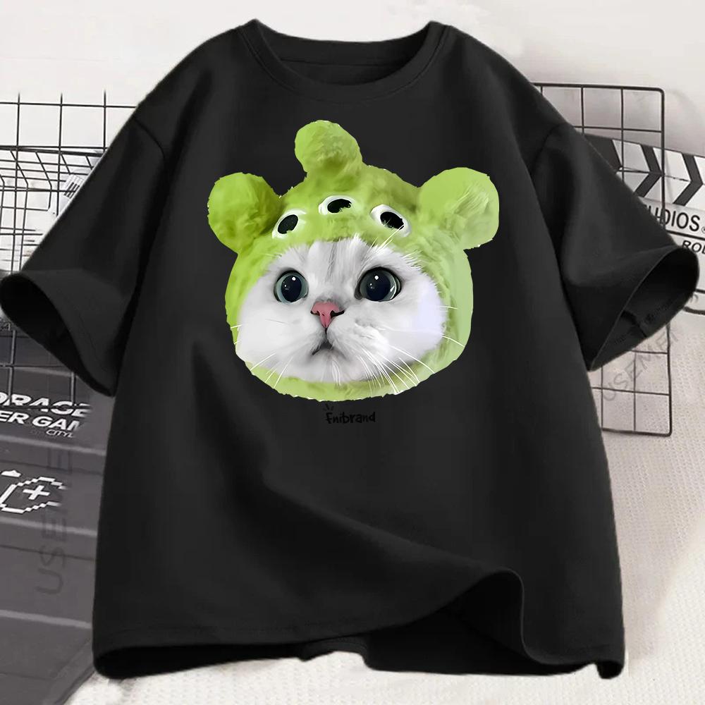 Girls Clothes Summer Fashion TShirt Fun and Cute Cat Kitten Print ShortSleeved Tops Children Summer Clothes  T Shirt Unisex