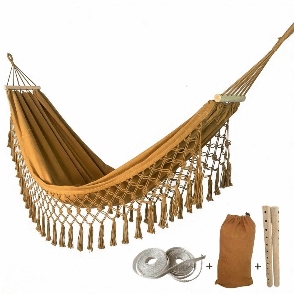 Tassel Camping Hammock Bohemian Style Garden Swing Hammock Durable Double Hammock Balcony