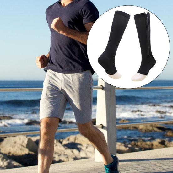 1 пара компрессионных чулок с застежкой-молнией, однотонные мужские и женские компрессионные носки 15-20 мм рт. ст., компрессионные чулки с градиентным давлением