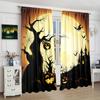 2 Pieces of Halloween Demon Pumpkin Castle Moon Printing Curtain - Polyester Material - Suitable for Bedroom Living Room Study R