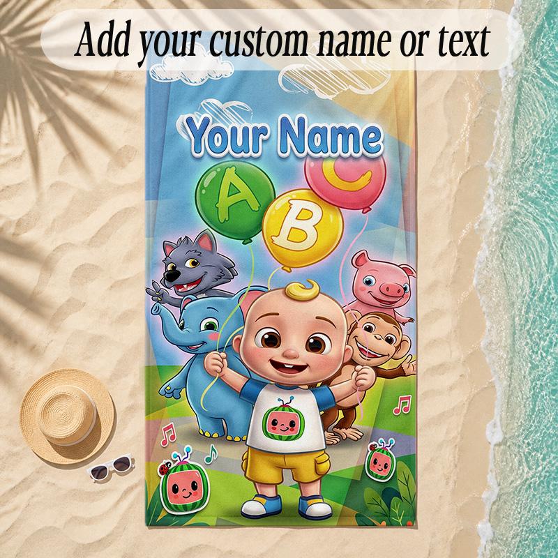 Beach TowelCocomelon Custom Name Text Personalized Soft Towel for Beach Pool Indoor Home Decor Gift