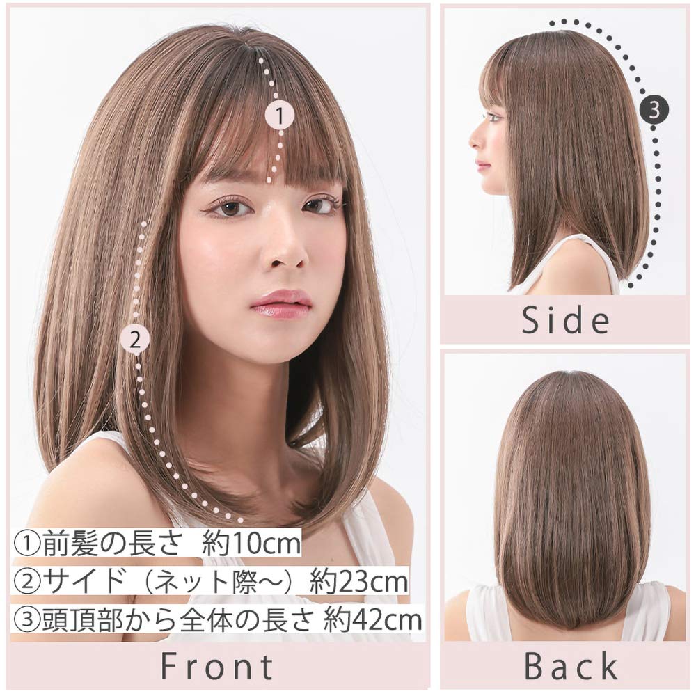 AQUADOLL Парик средней длины, простой миди-стиль, черно-блондинистый, с принтом, один размер подходит всем, P-WBG. Вода Бежевый Принт, wg317P-WBG