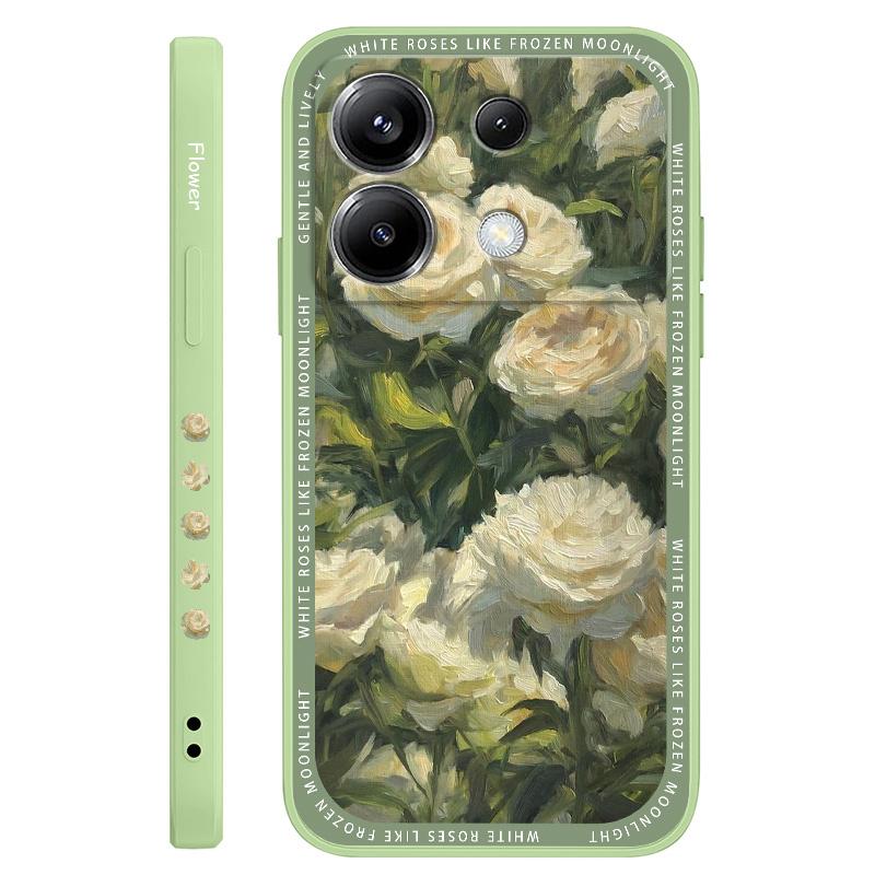 Элегантный белый чехол-накладка с розой для Xiaomi Poco F7 X7 X6 F6 M6 M5 M5S F5 X5 F4 X4 M4 F3 M3 X3 Pro 4G 5G GT Силиконовый чехол