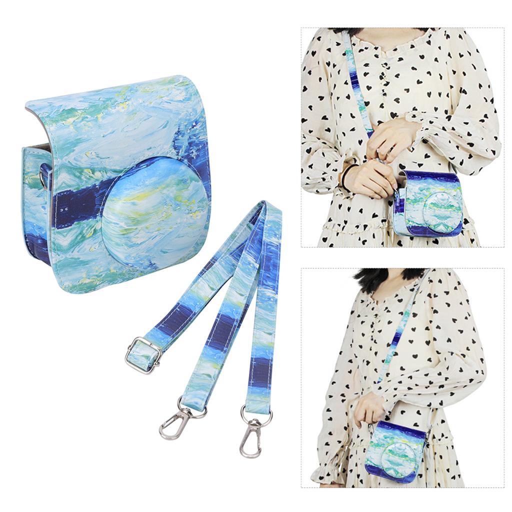 PU Lther Portable Single Shoulder Camera Case Protective Pouch Cover Bag for 8/8+/9(Banana Lf )