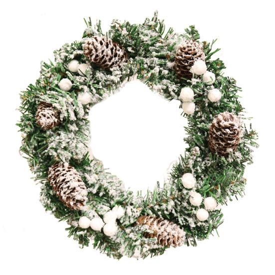 Рождественский венок для входной двери Ручной работы Искусственный венок из зелени с сосновыми шишками Красными ягодами Шарами для внутреннего и наружного праздничного декора