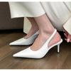 Fashion Elegant High Heels Silver Pumps Women Summer Slingbacks Pointed Toe Party Shoes Woman Solid Thin Heeled Sandals Ladies