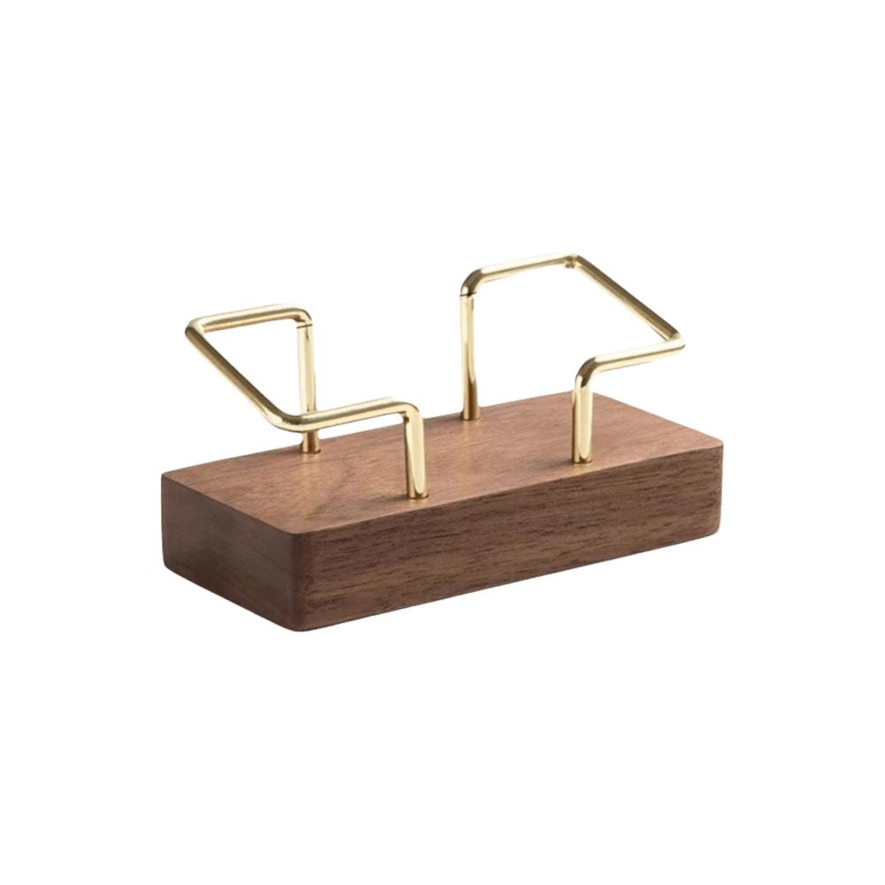 Walnut Wood Wooden Card Holder Tabletop Shelf Cards Display Stand Home Office Supply