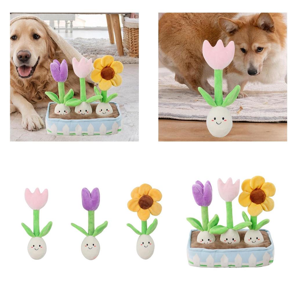 Tulip Puzzle Toy Pad Sniffing Dog Interactive Toy Game Cushion Squeaky Dog Toy