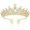 With Combs Silver Tiara Crown Wedding Prom Bride Headbands Bridal Hair Accessories  Women Girls