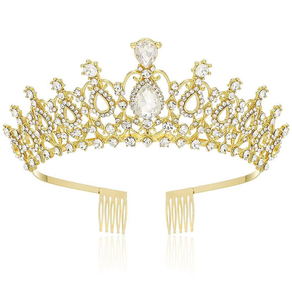 With Combs Silver Tiara Crown Wedding Prom Bride Headbands Bridal Hair Accessories Women Girls