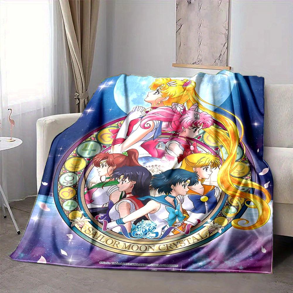 1Pc Sailor Moon Crystal Magic Flannel Blanket, Soft And Comfortable, Casual Warm, Camping Travel, Christmas, Halloween Xmas Gift L1500