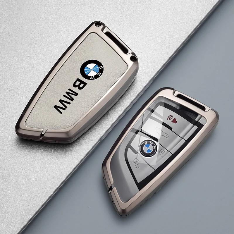 Leather Car Remote Key Case Cover Shell for BMW X1 X3 X5 X6 X7 1 3 5 6 7 Series G20 G30 G11 F15 F16 G01 G02 F48 Keyless Key Fob C222