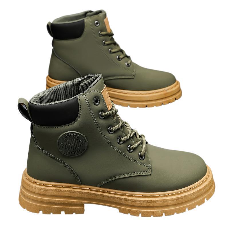 Большие желтые мужские водонепроницаемые ботинки Мартина большого размера - Осенне-зимние нескользящие защитные рабочие и походные ботинки