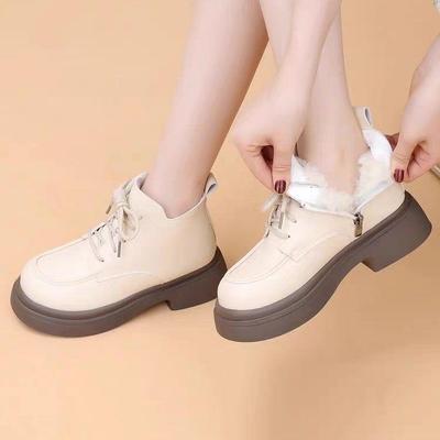 Женские зимние ботинки из натуральной мягкой кожи, нескользящие, с толстой подошвой и дополнительным теплом