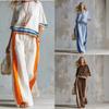 1116 Popular European and American Style Contrasting Colors Loose Wide-leg Pants Set Women's Casual Fashion Two-piece Set Summer Printed Top