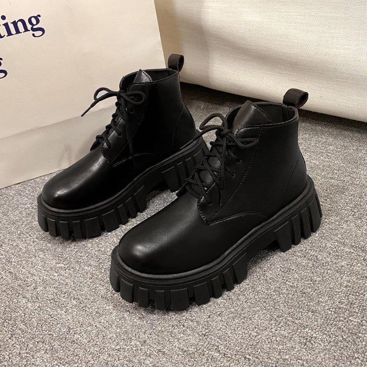 Короткие ботинки Martin женские осень-зима 2024 новые удобные женские туфли средней высоты на платформе со шнуровкой и боковой молнией женские ботинки