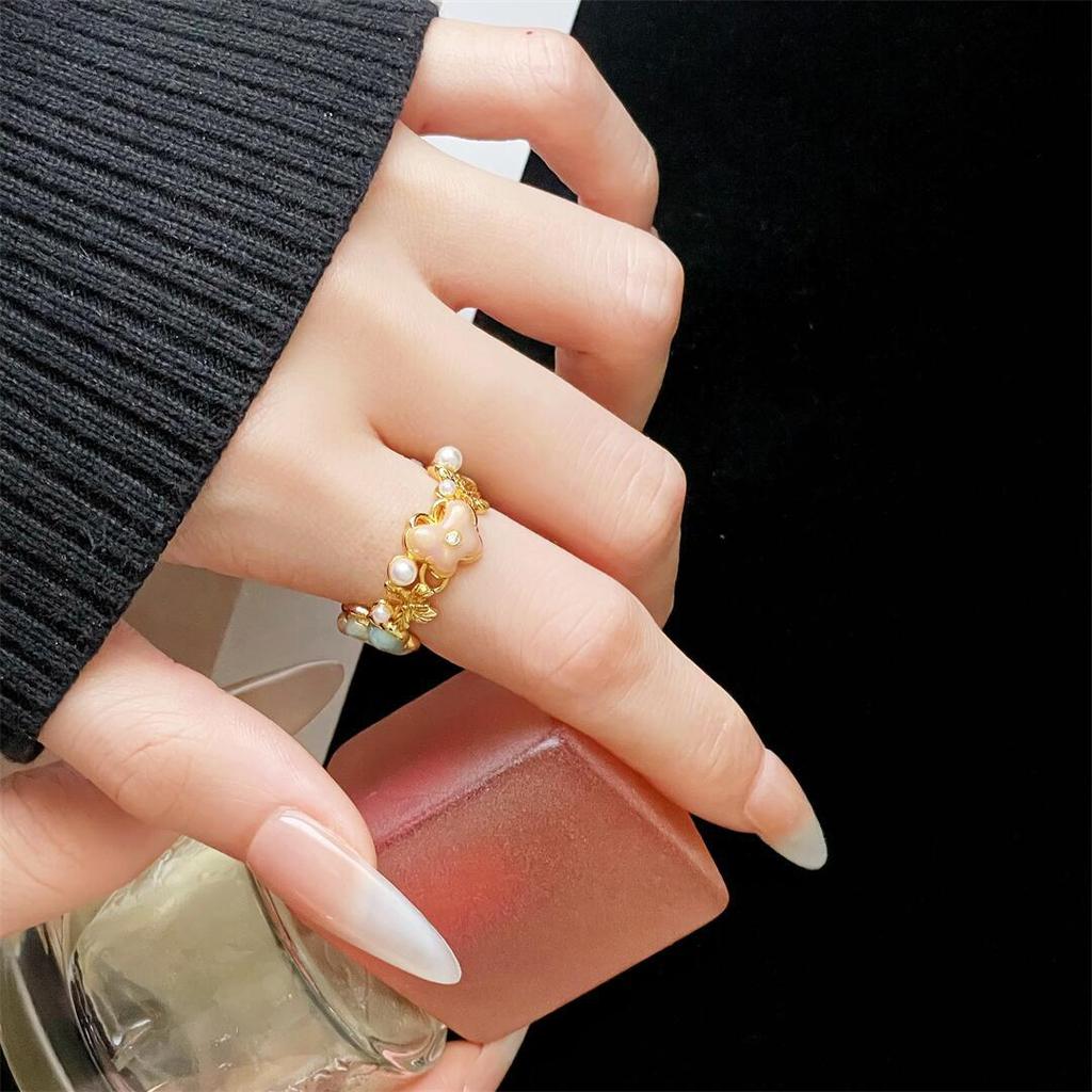 Средневековое Золото Высокий Класс Элегантная Мода Открытое Кольцо Холодный Ветер Легкая Роскошь Геометрическое Кольцо на Указательный Палец Женское