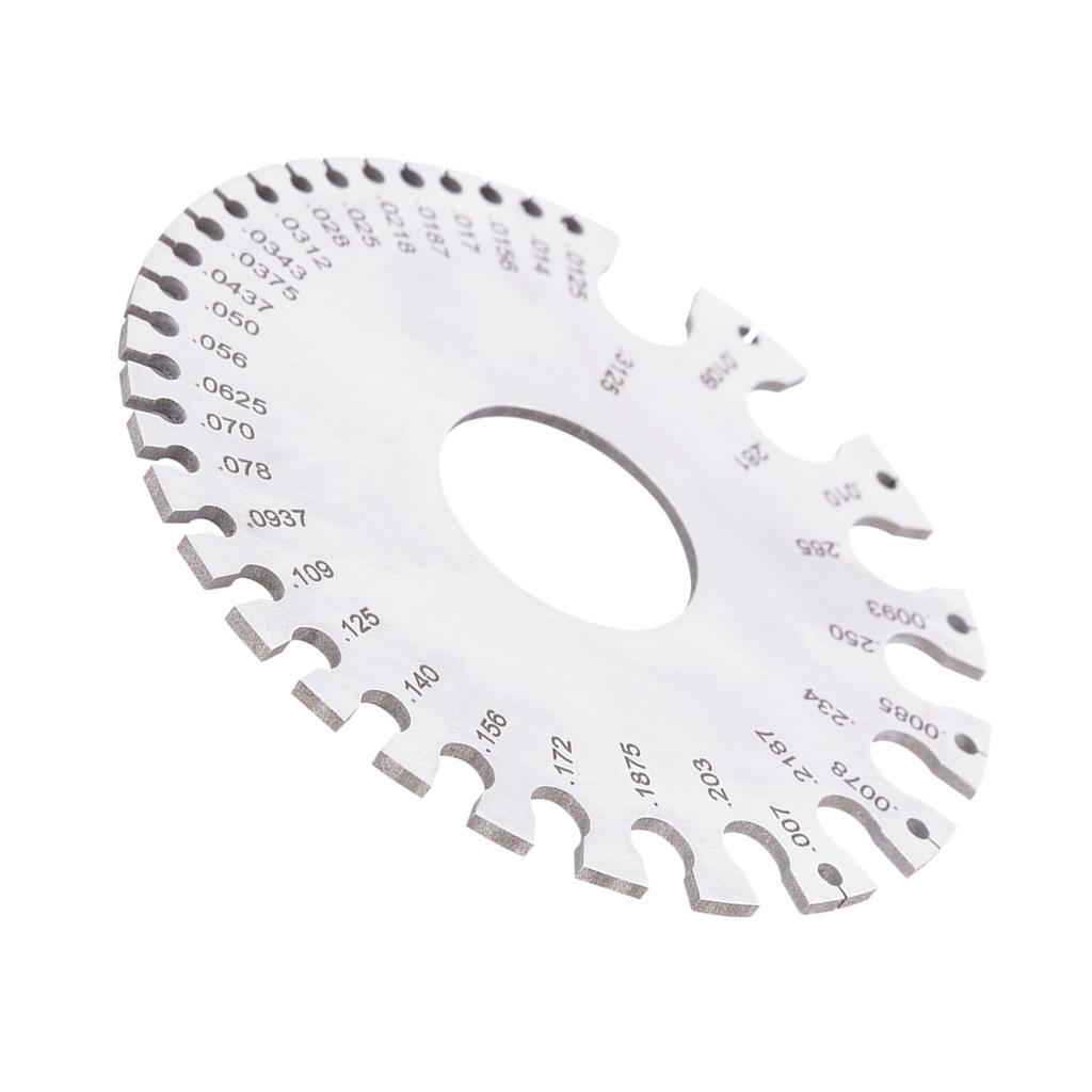 Stainless Steel 2 Sides Round Wire Thickness Measurer Tester Ruler Gauge Diameter Tool