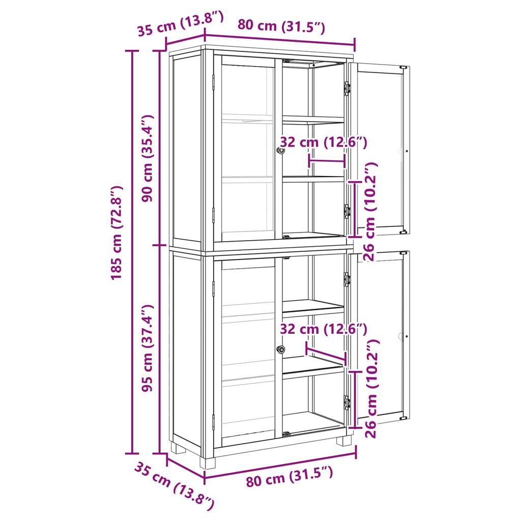 Storage Furniture Set with Storage Compartment and Doors Brown Wood Based Material