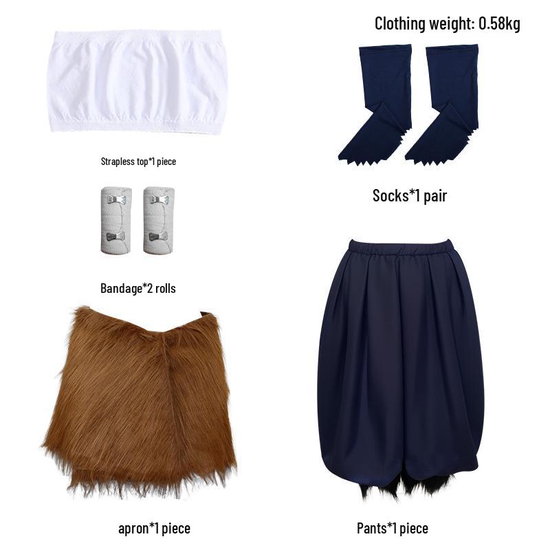 Костюм для косплея Иноске Хасибиры из «Клинка, рассекающего демонов» с маской свиной головы и комплектом штанов с травяной юбкой для Хэллоуина