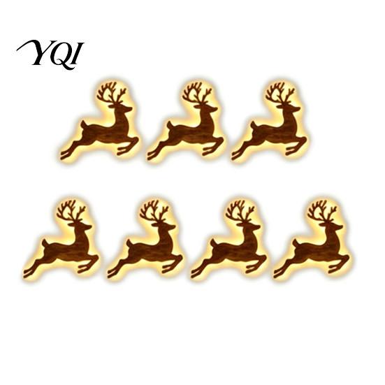 Holiday LED Wall Decorations 7Pcs Christmas Glowing Wooden Silhouette Lights, Xmas Decor, Reindeer Gift for Family Santa Tree Gingerbread Snowflake