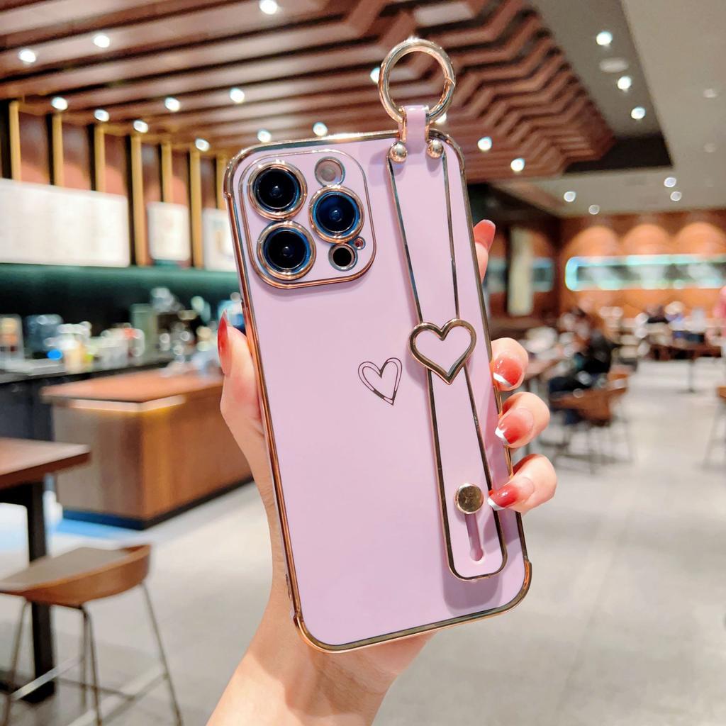 Гальваника Любовь Подходит для iPhone17promax Полый Браслет-ремешок на запястье с Любовью Apple 16 Держатель Защитная Крышка 15 Мягкий