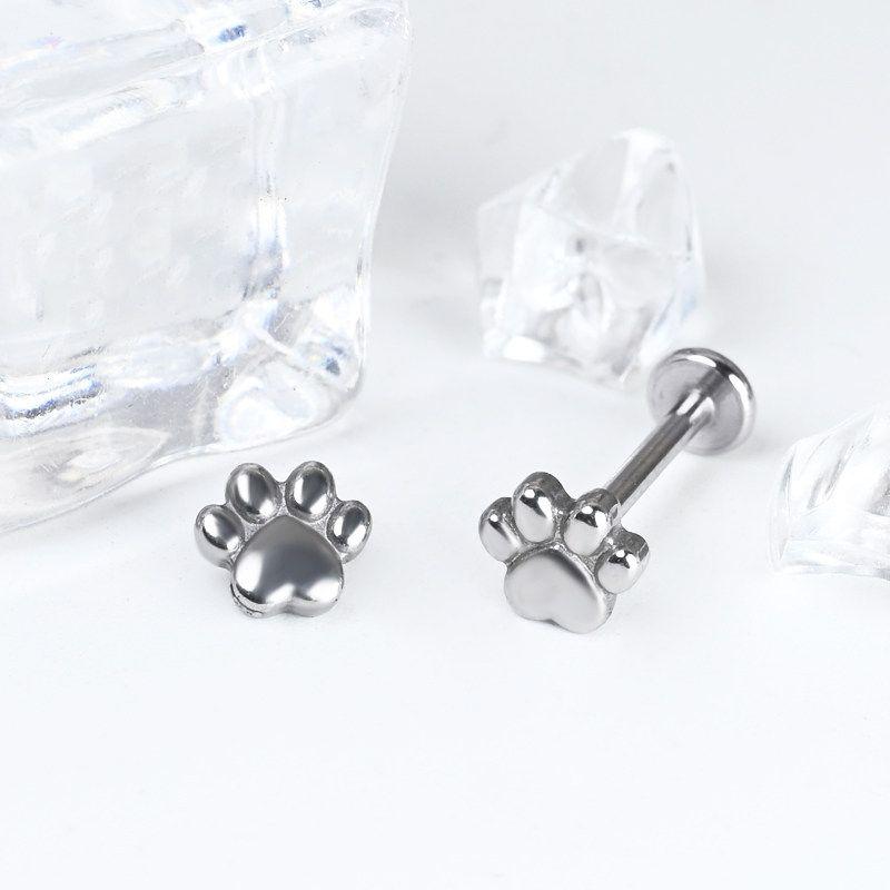 Raccon Raccoon Dogs and Cats Diary Titanium Steel Labret Ear Bone Stud Female Thread Fashion Sexy Ins Piercing Jewelry