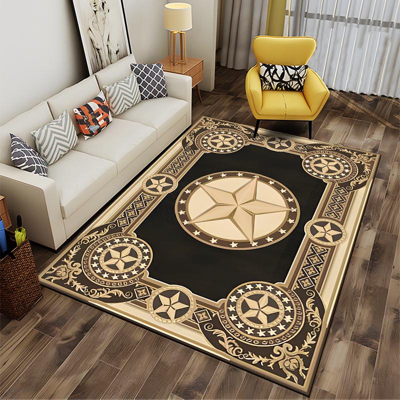 Vintage Star Emblem Pattern Carpet Design - Non-slip rug suitable for living room and bedroom sofas.