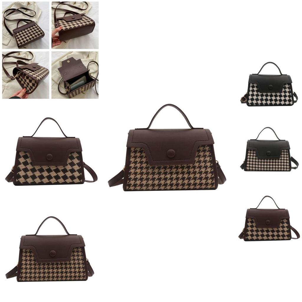 Fashion Plaid Colorblock Retro Crossbody Bag With Unique Material For Casual Daily Use