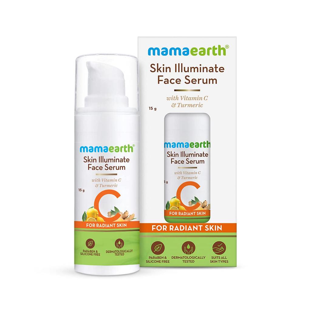 Mamaearth Skin Illuminate Face Serum 15g With Vitamin C & Turmeric For Radiant Glow & Dark Spot Reduction