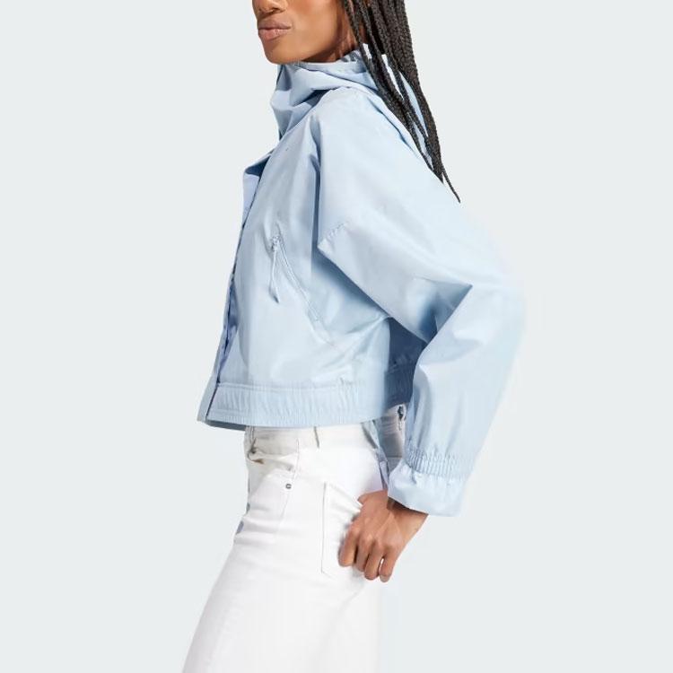 Adidas Городской отдых Толстовка с капюшоном на молнии с капюшоном для женщин светло-голубой HZ2875