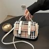 This Year's Popular Fashion Korean Version of the Versatile Ins Plaid Handbag 2025 Summer New Niche Design Small Square Bag