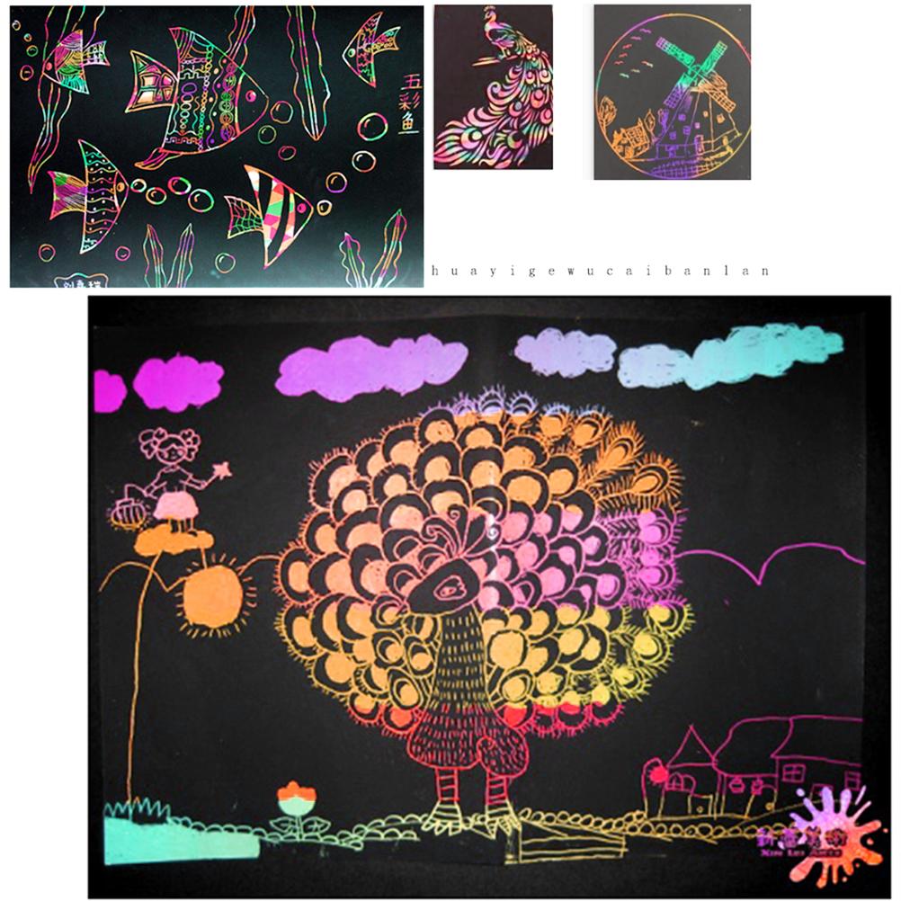 Colorful Scratch Sheet Easy Lightweight Scratch Paper Set Environment Friendly for Festival Decoration
