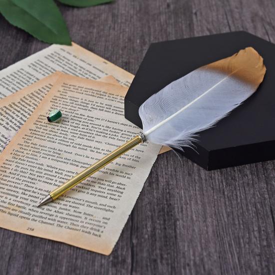 Медное перо, гусиная ручка, гладкое письмо, прочный элегантный дизайн, устойчивая к поломке Рождественский подарок, свадебная ручка для подписи