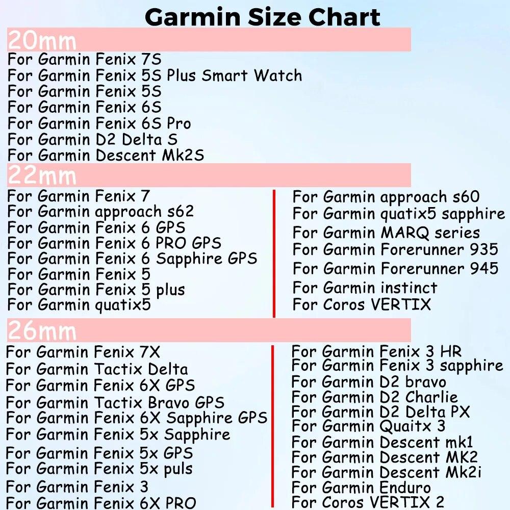 20 22 26mm For Garmin Strap Watch Fenix 6/6X/6XPro/7/7X/5//5s/5X/5XPlus/3 Quick Fit Silicone Smartwatch Forerunner 945 Wristband