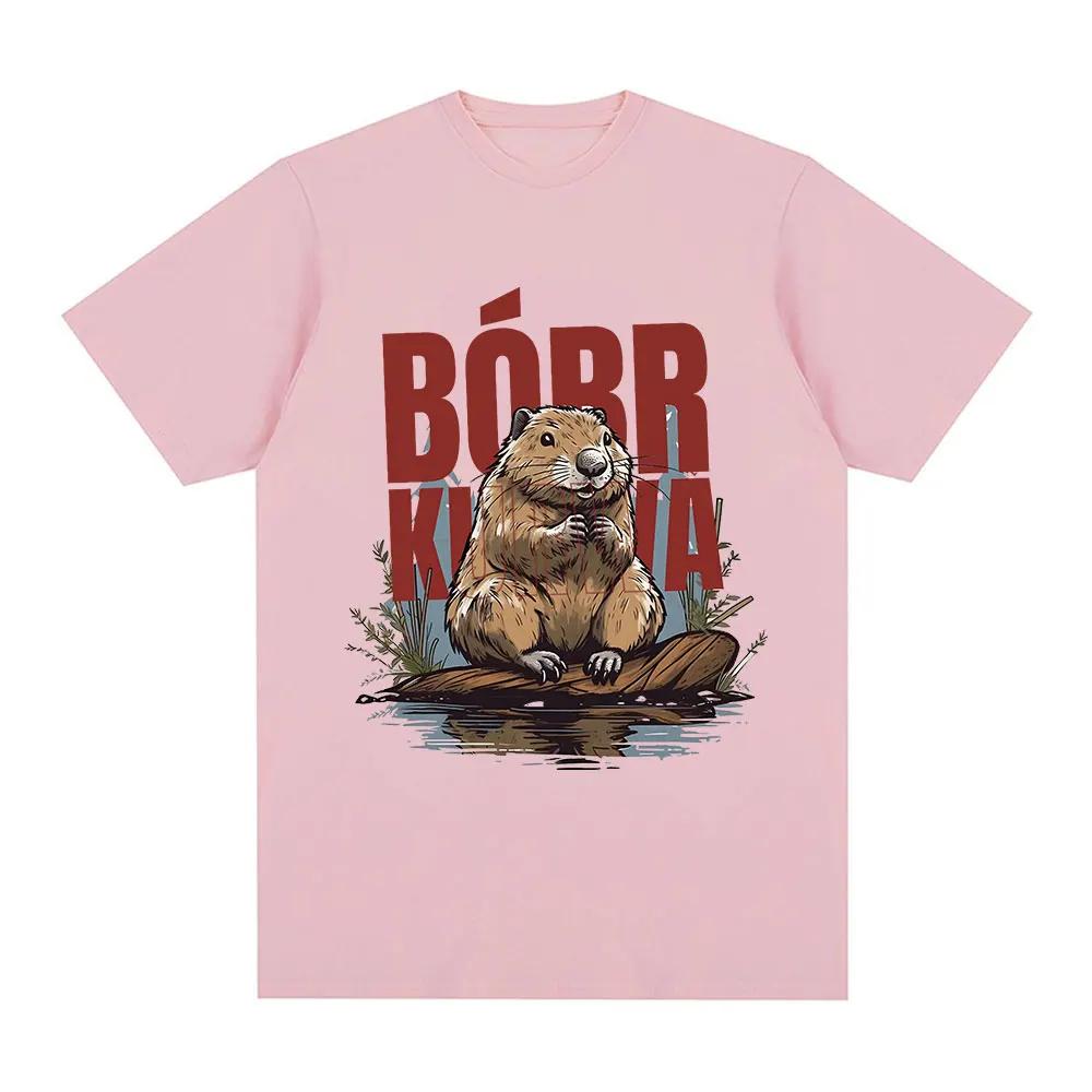 Bober Kurwa Bobr T-shirt Funny Beaver Meme Graphic T-shirt Style Women's Casual Loose Short Sleeved T-shirt Street Clothing
