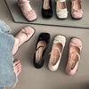 Summer New Retro Bow French Thick Heel High Heels Shallow Mouth Mary Jane Shoes Korean Version Gentle Middle Heel Single Shoes