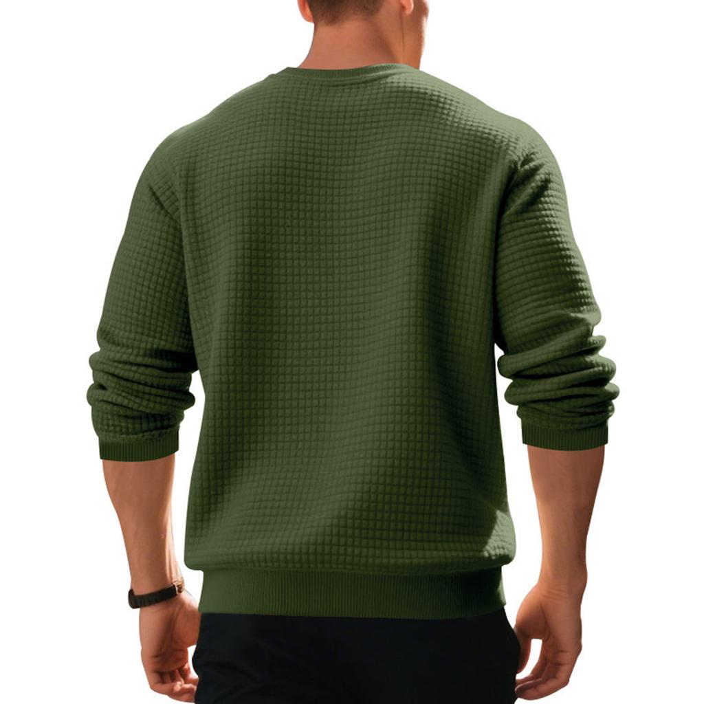 Men Lightweight Long Sleeve Pullover Solid Color Casual Loose Fall Winter Clothing