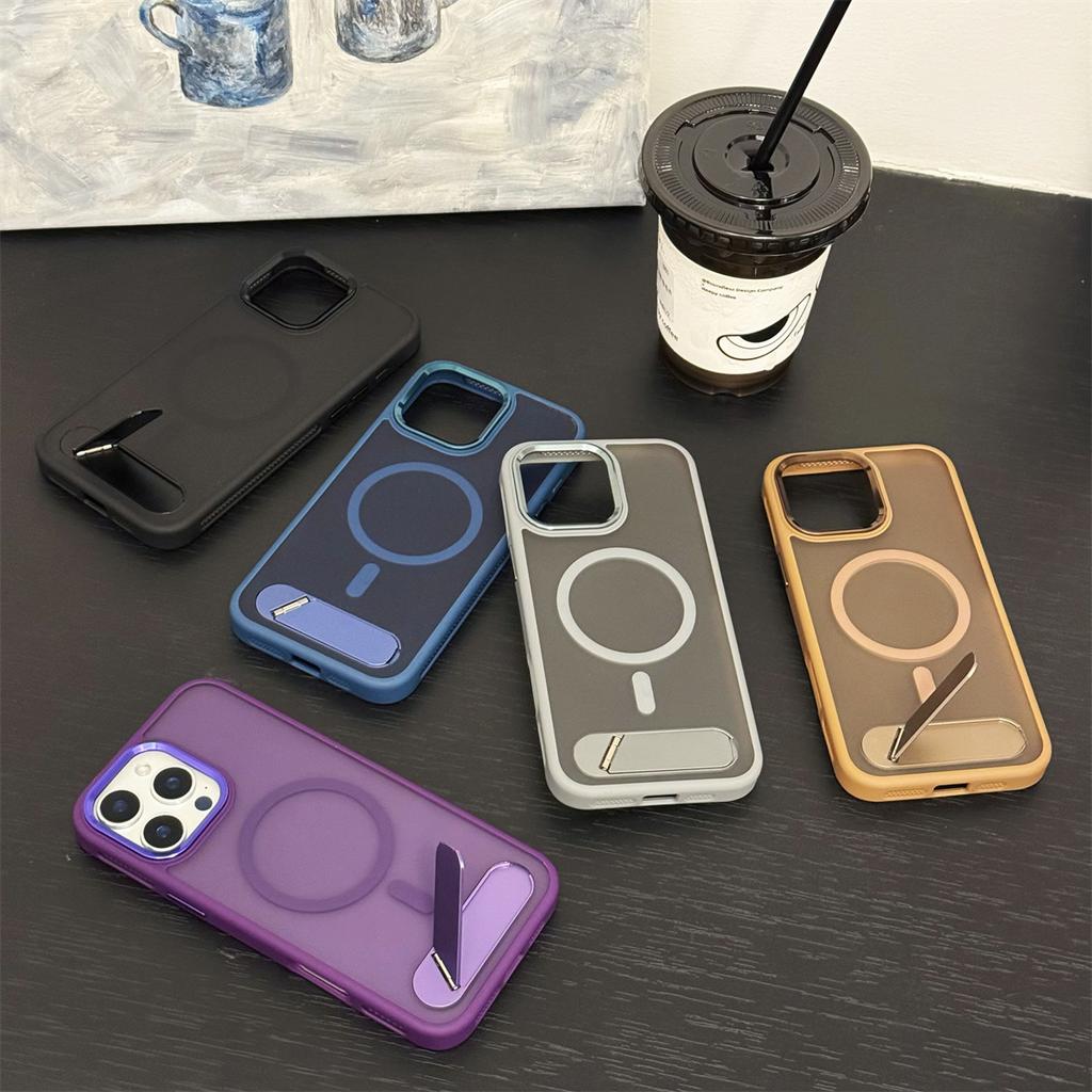 Magnetic Invisible Stand Phone Case Suitable for IPhone16 Shell, 15promax Protective Case and Apple 14 Simple Case