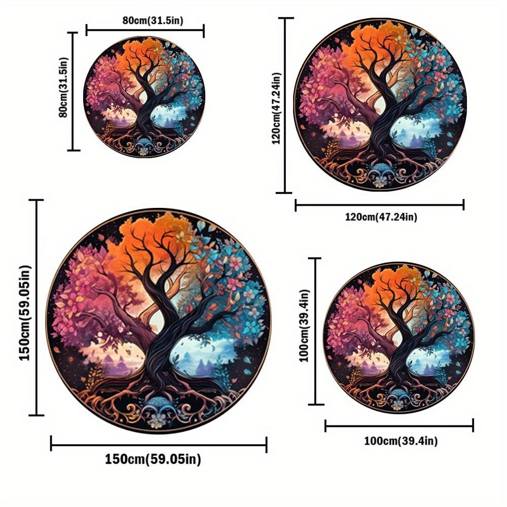 Бархатный Хрустальный Бархат 3D Цветной Дерево Жизни Круглый Коврик, Легкий Моющийся Ковер, Подходит для Гостиной Спальни