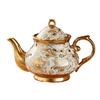 Gold Plated Ceramic Coffee Pot 1000ml Home Explosion-Proof Cold Kettle Porcelain Teapot With Filter Hole European Style Tea Set