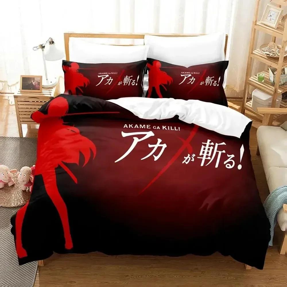 Anime Akame ga Kill Esdeath Bedding Set Duvet Cover Sheet Printed Bed Set Pillowcase Bed Full Queen King Size Comforter Bedroom