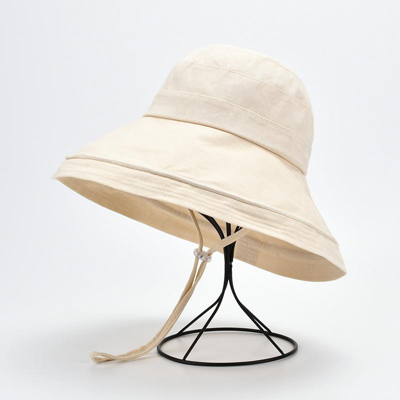 Fashion Womens Summer Sun Hat With Large Brim Cotton Linen Uv Sunshade Foldable Beach Cap