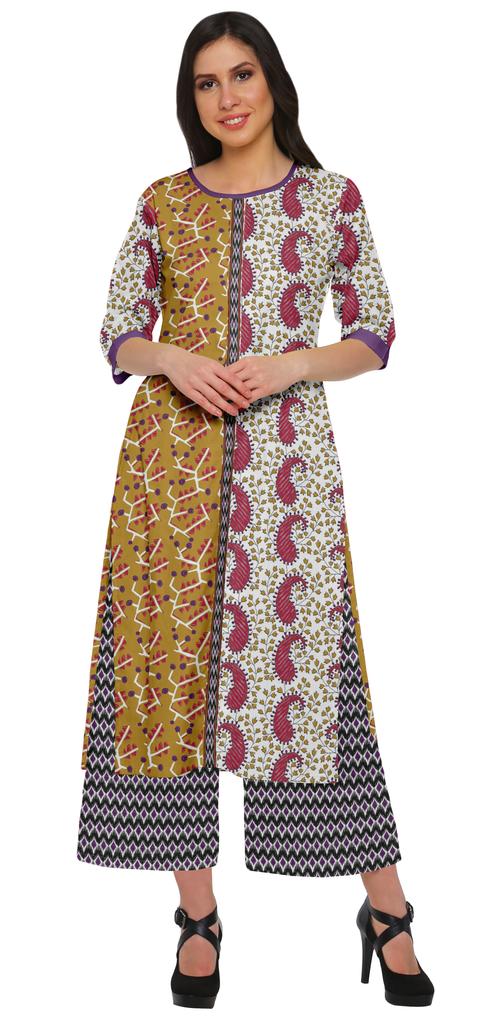 Moomaya Printed Indian Palazzo Set Viscose Santoon Women Ethnic Wear Plus