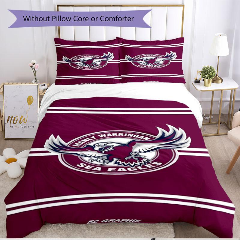 3pcs Duvet Cover Set (1*Duvet Cover + 2*Pillowcase, Without Core), Manly Warringah Sea Eagles Print Soft All‑Season Bedding Set, Home Bedroom Decor Gi